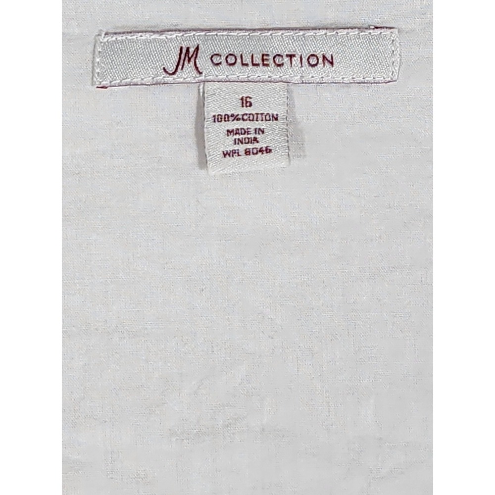 JM Collection Womens 16 Ivory Cotton Tunic Boho Peasant Crochet Coastal Airy - Picture 2 of 6